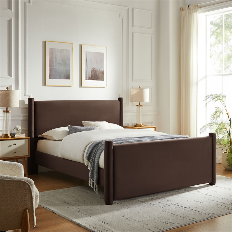 Rael Queen Platform Bed in Chocolate Brown