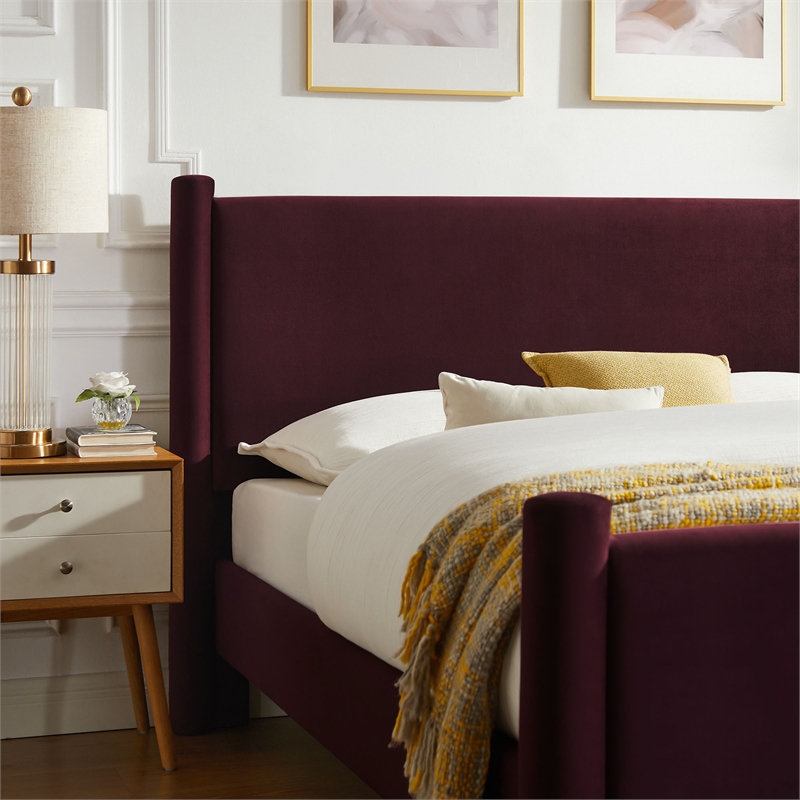 Rael Queen Platform Bed in Mulberry