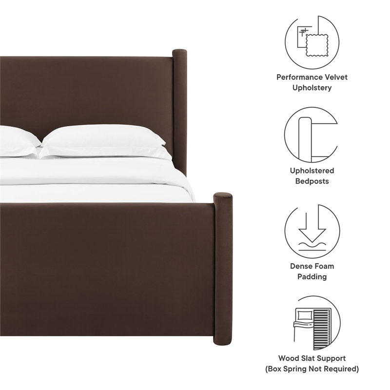 Rael King Platform Bed in Chocolate Brown