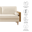 Modway Kellan Performance Velvet Upholstered 3-Seater Sofa in Walnut/Alabaster