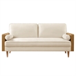Modway Kellan Performance Velvet Upholstered 3-Seater Sofa in Walnut/Alabaster