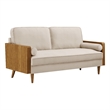 Modway Kellan Performance Velvet Upholstered 3-Seater Sofa in Walnut/Almond