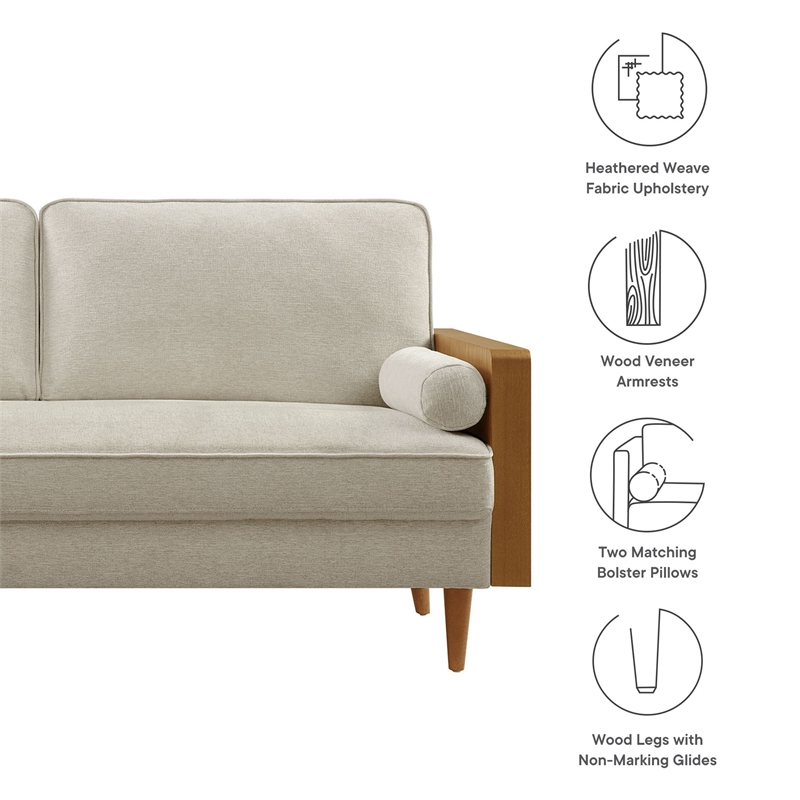 Kellan Sofa in Walnut Heathered Weave Light Beige