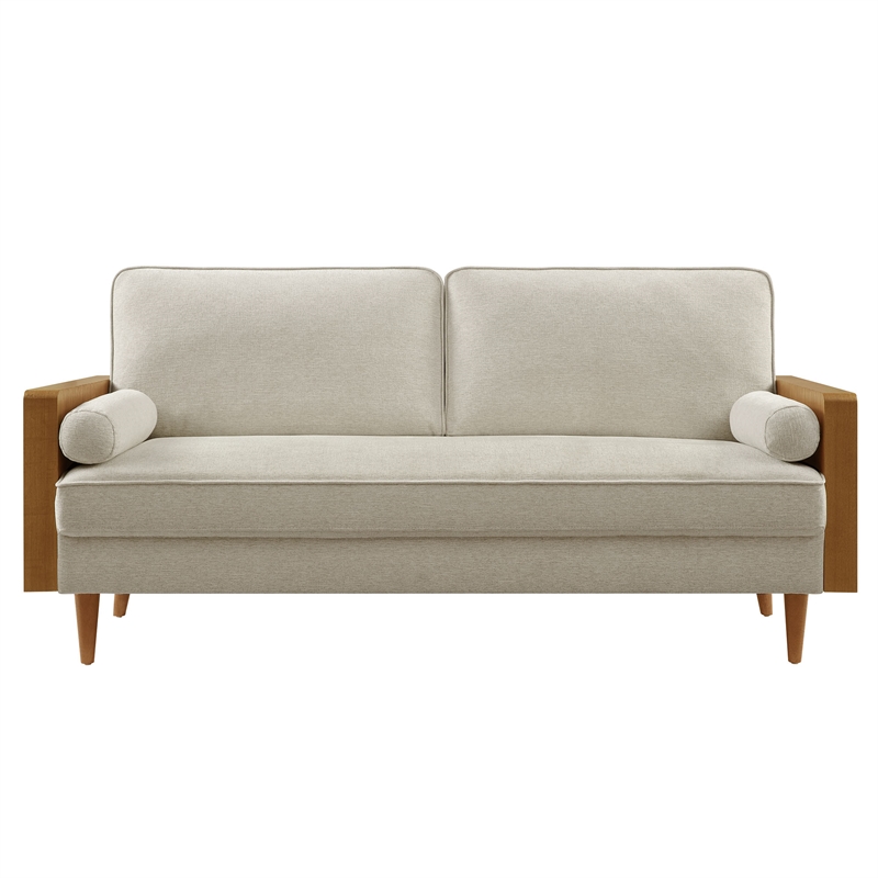 Kellan Sofa in Walnut Heathered Weave Light Beige