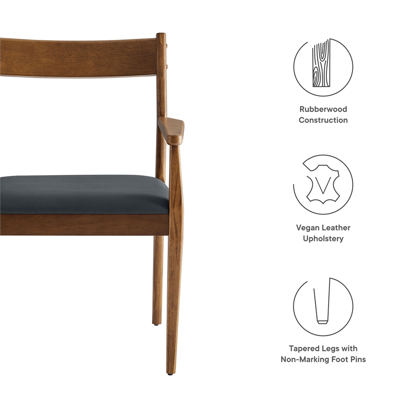 Solara Dining Armchairs Set of 2 in Walnut Black