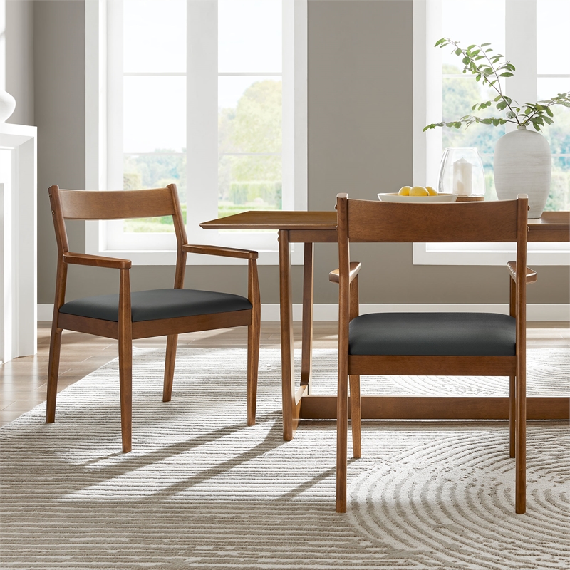 Solara Dining Armchairs Set of 2 in Walnut Black