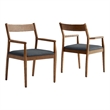 Solara Dining Armchairs Set of 2 in Walnut Black