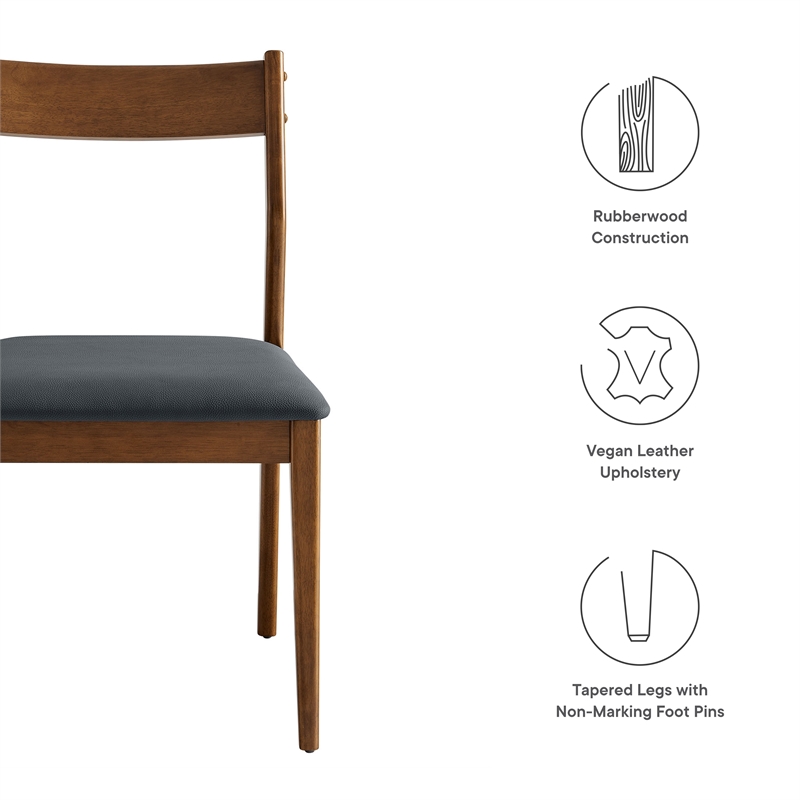 Solara Dining Side Chairs Set of 2 in Walnut Black