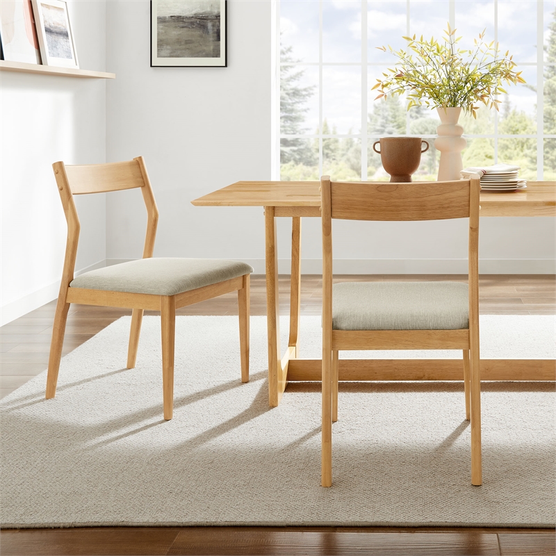 Solara Dining Side Chairs Set of 2 in Natural Heathered Weave Beige