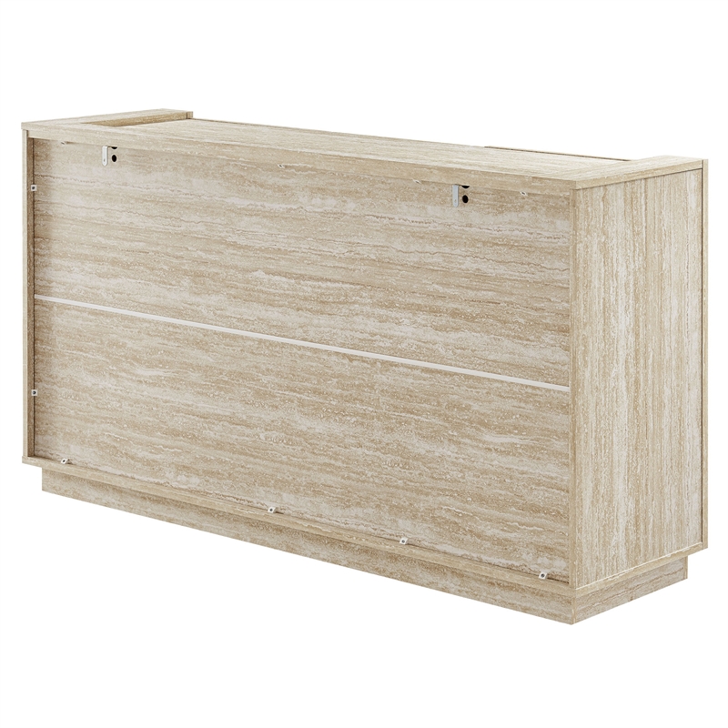 modway hollis 59&quot 3-doors buffet/sideboard in travertine laminate