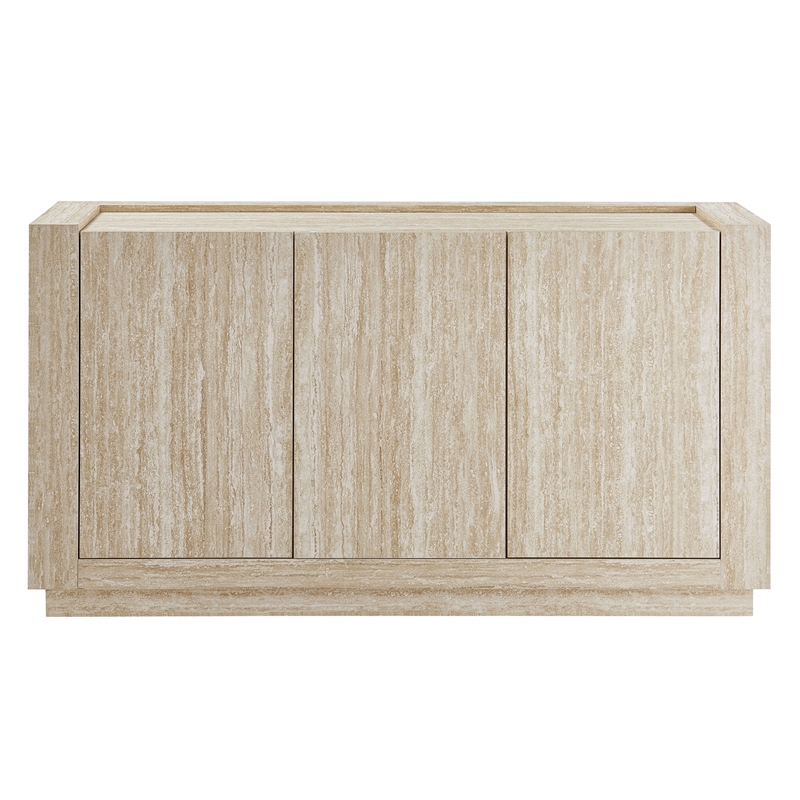 modway hollis 59&quot 3-doors buffet/sideboard in travertine laminate