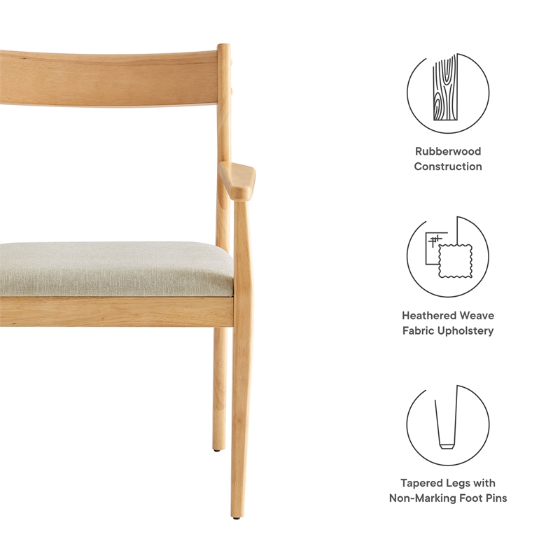 Solara Dining Armchairs Set of 2 in Natural Heathered Weave Beige