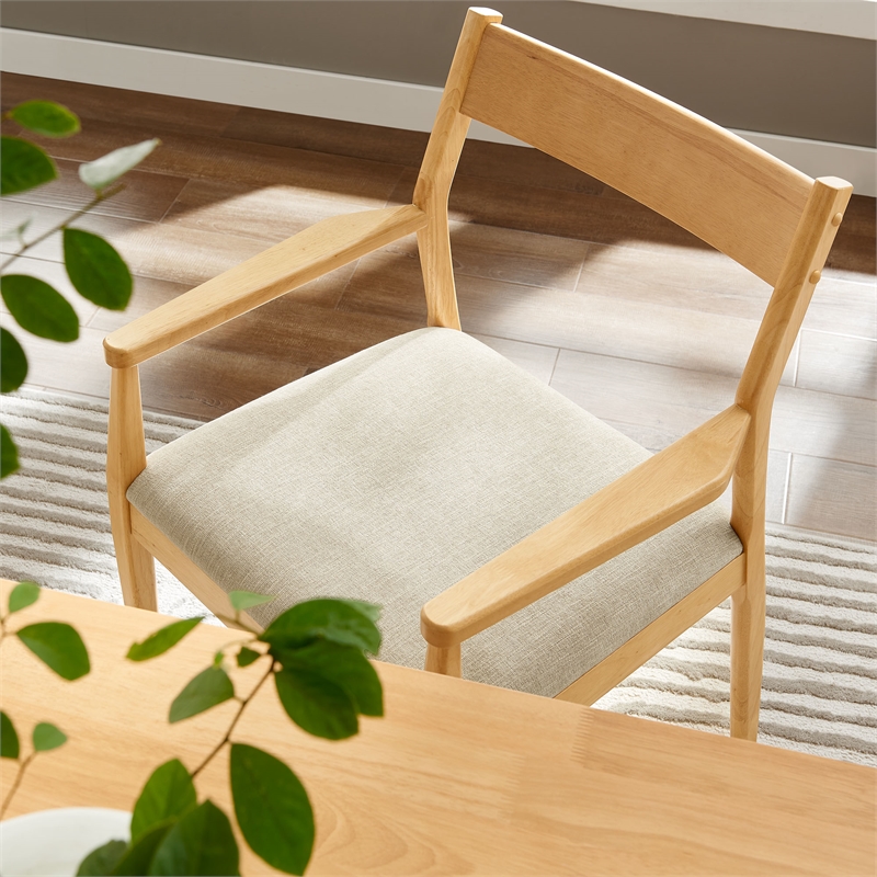 Solara Dining Armchairs Set of 2 in Natural Heathered Weave Beige