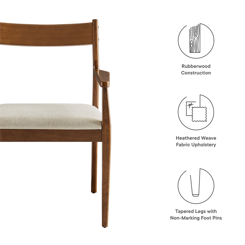 Solara Dining Armchairs Set of 2 in Walnut Heathered Weave Beige