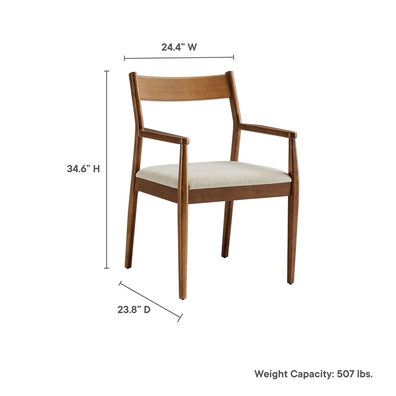 Solara Dining Armchairs Set of 2 in Walnut Heathered Weave Beige