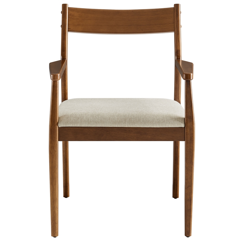 Solara Dining Armchairs Set of 2 in Walnut Heathered Weave Beige
