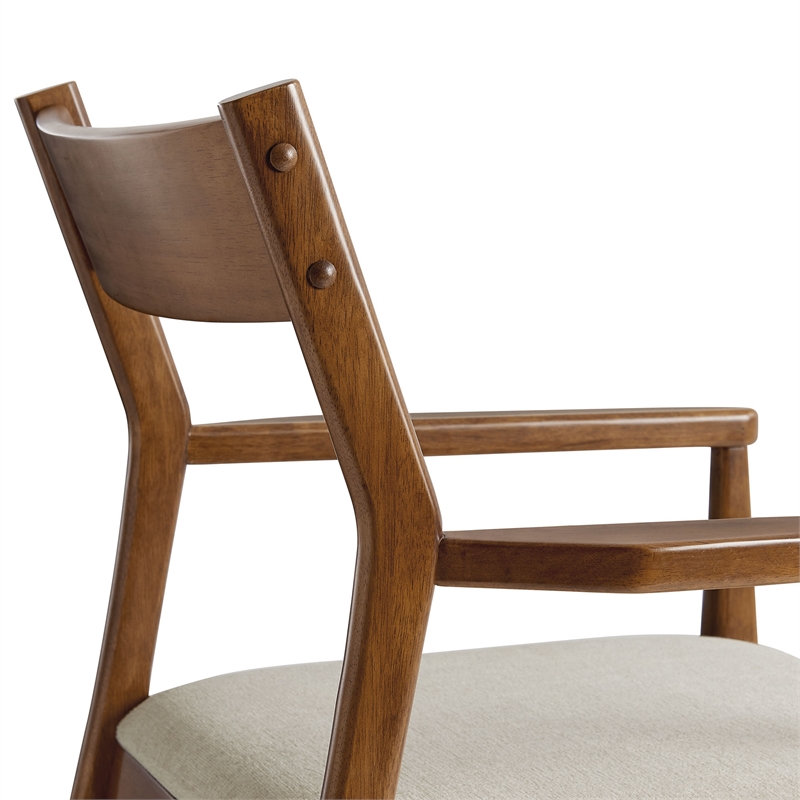 Solara Dining Armchairs Set of 2 in Walnut Heathered Weave Beige