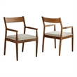 Solara Dining Armchairs Set of 2 in Walnut Heathered Weave Beige