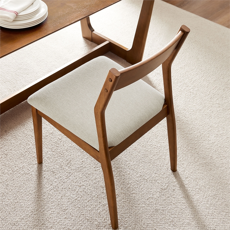 Solara Dining Side Chairs Set of 2 in Walnut Heathered Weave Beige