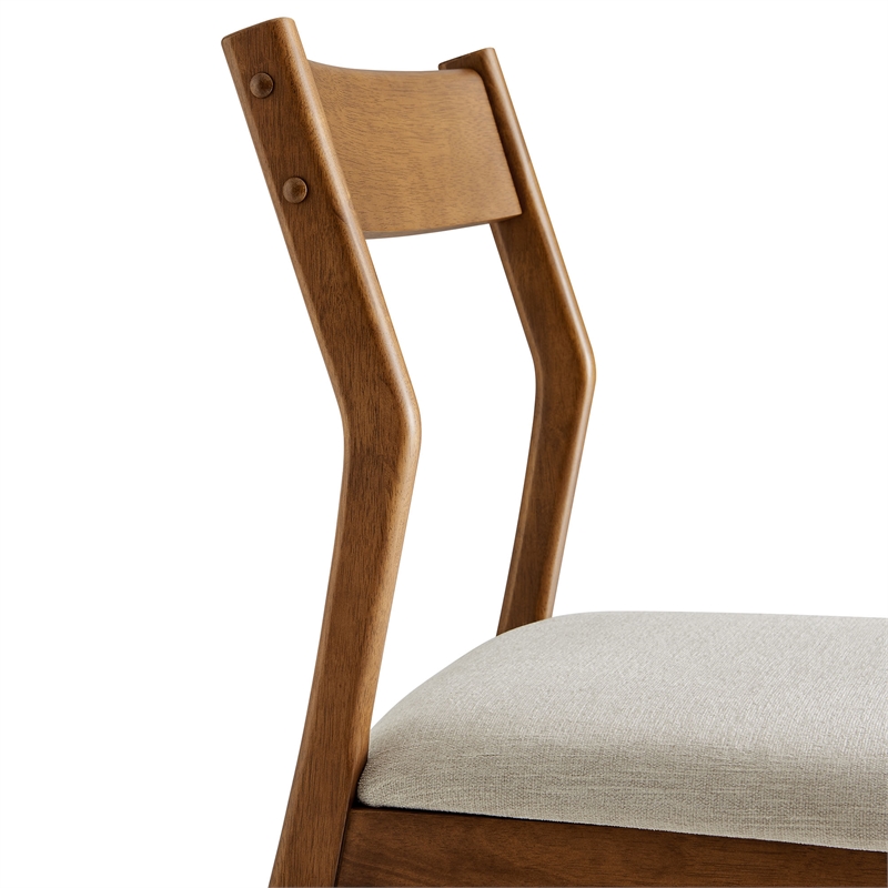 Solara Dining Side Chairs Set of 2 in Walnut Heathered Weave Beige