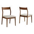 Solara Dining Side Chairs Set of 2 in Walnut Heathered Weave Beige