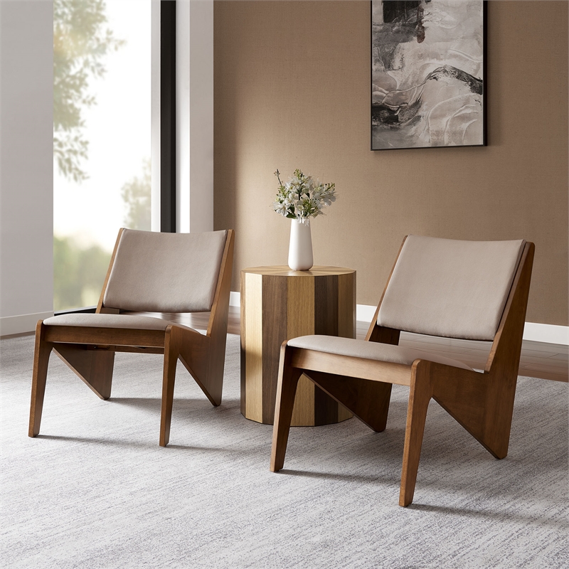 Rylina Accent Chairs Set of 2 in Walnut Brown