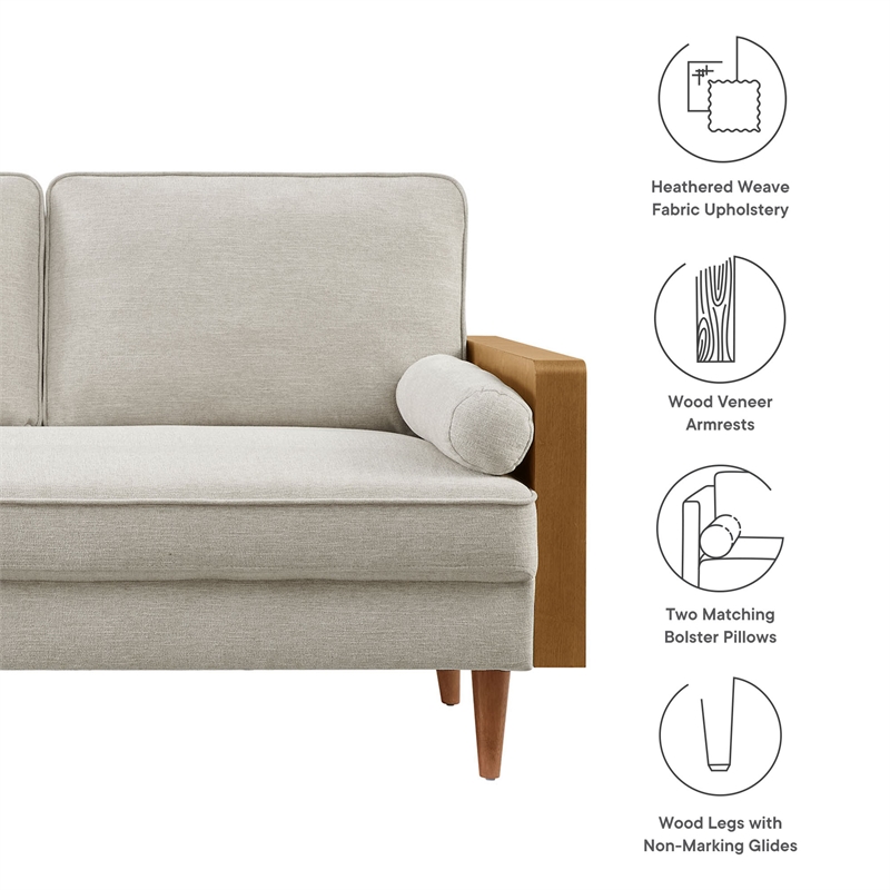 Kellan Loveseat in Walnut Heathered Weave Ivory