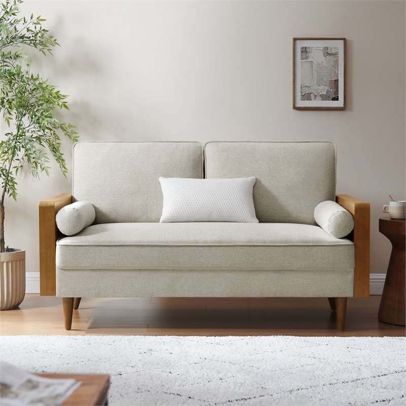 Kellan Loveseat in Walnut Heathered Weave Ivory