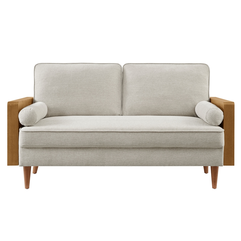 Kellan Loveseat in Walnut Heathered Weave Ivory
