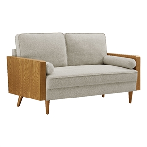 kellan loveseat in walnut heathered weave ivory