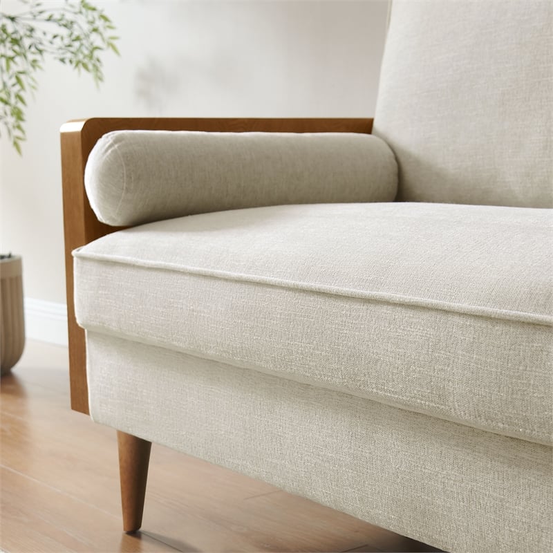 Kellan Loveseat in Walnut Heathered Weave Light Beige