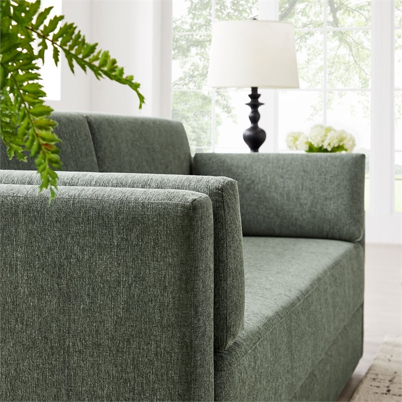 Modway Linden Upholstered Heathered Chenille Sofa in Eucalyptus