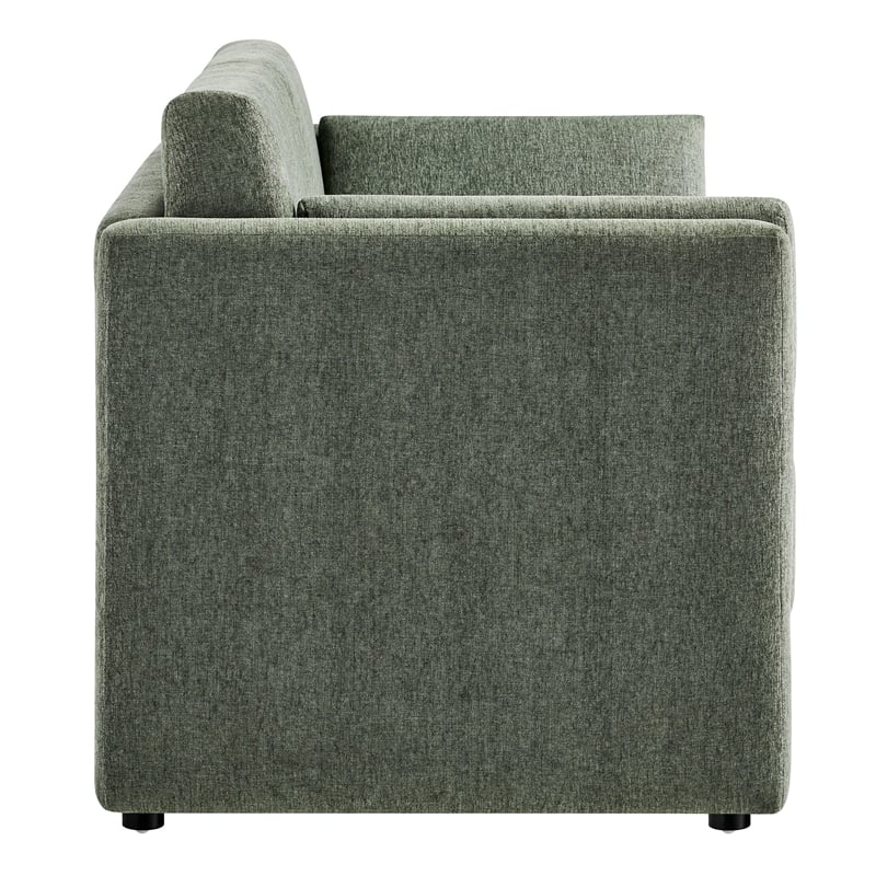 Modway Linden Upholstered Heathered Chenille Sofa in Eucalyptus
