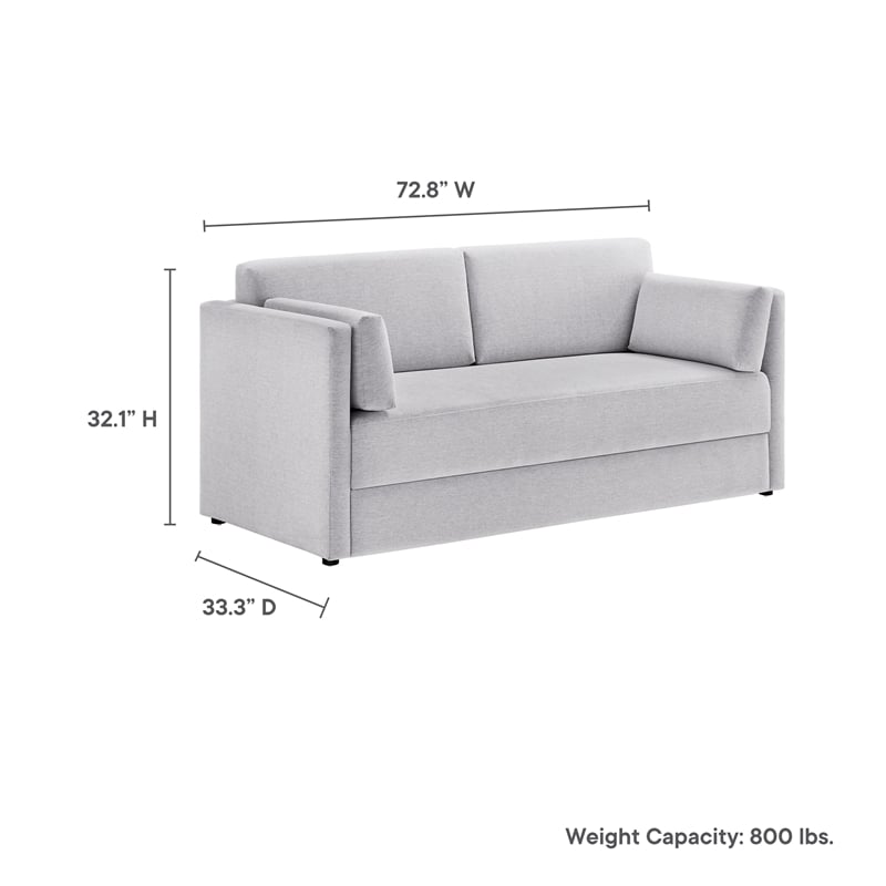 Modway Linden Upholstered Heathered Chenille Sofa in Newsprint