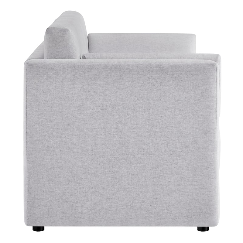 Modway Linden Upholstered Heathered Chenille Sofa in Newsprint