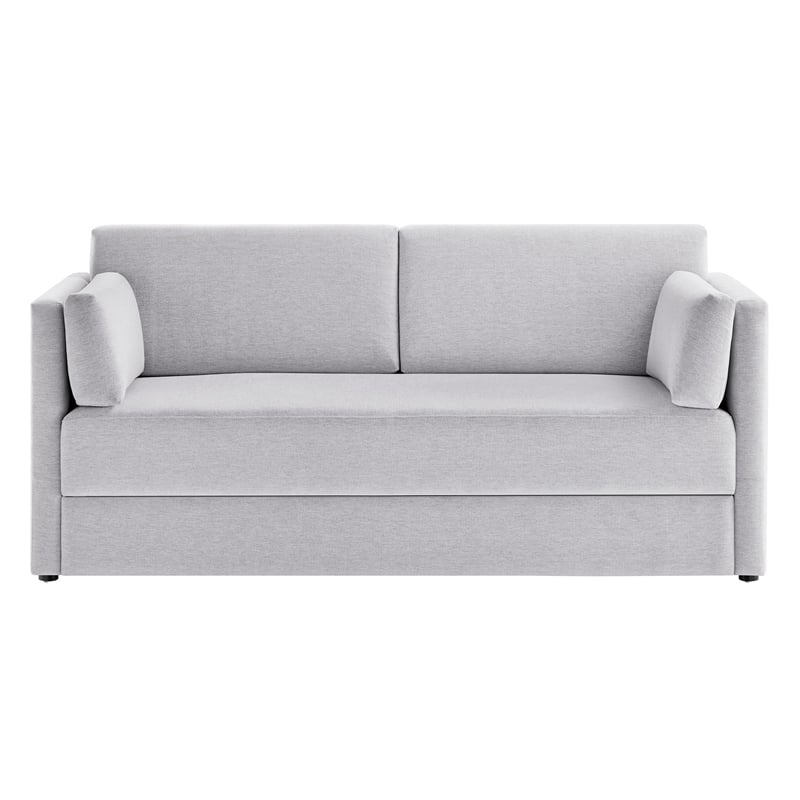 Modway Linden Upholstered Heathered Chenille Sofa in Newsprint