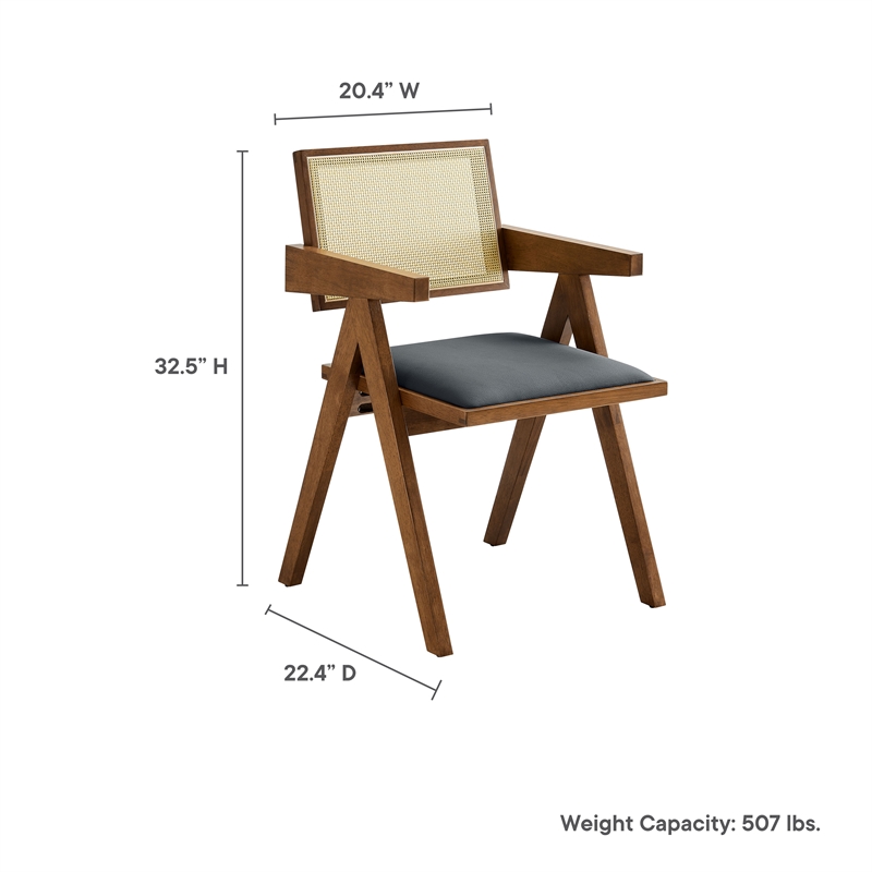 Thera Dining Armchairs Set of 2 in Walnut Black