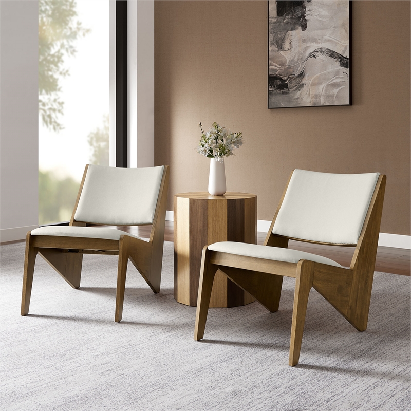 Rylina Accent Chairs Set of 2 in Weathered Oak Stone