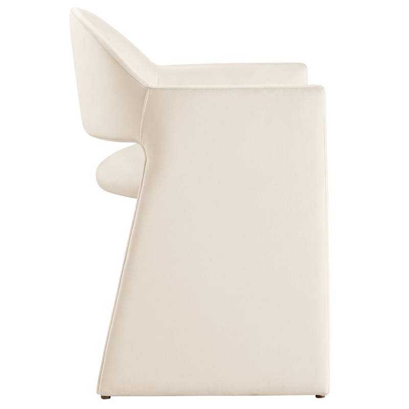 Talia Performance Velvet Dining Armchair in Alabaster