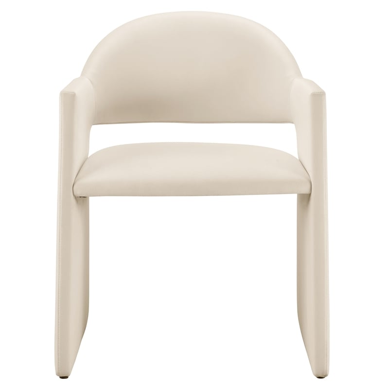 Talia Performance Velvet Dining Armchair in Alabaster