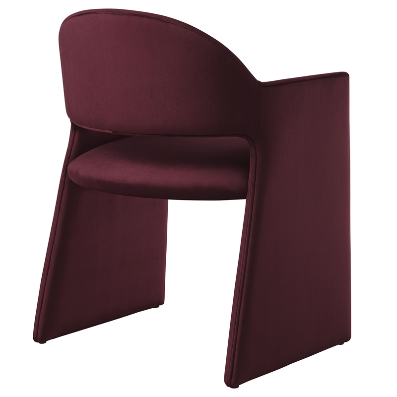 Modway Talia Performance Velvet Upholstered Dining Armchair in Mulberry