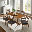 Modway Solara 7-Piece Dining Set with Vegan Leather Armchairs in Walnut Black