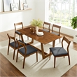 Modway Solara 7-Piece Dining Set with Vegan Leather Side Chairs in Walnut Black