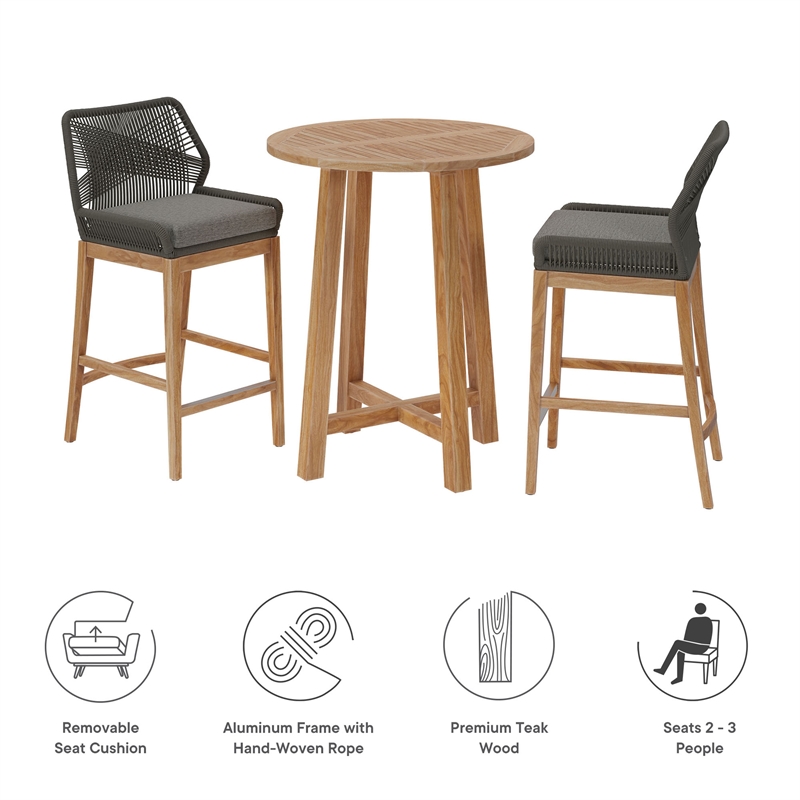 Wellspring 3-Piece Bar Set in Gray Graphite