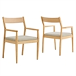 Modway Solara 7PC Dining Set w/Fabric Armchairs in Natural Heathered Weave Beige