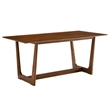 Modway Solara 7-PC Dining Set w/Fabric Armchairs in Walnut Heathered Weave Beige