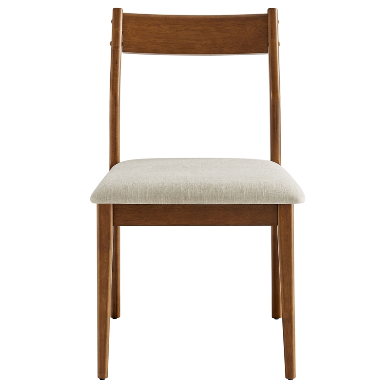 Modway Solara 7-PC Dining Set w/Fabric Armchairs in Walnut Heathered Weave Beige