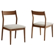 Modway Solara 7-PC Dining Set w/Fabric Armchairs in Walnut Heathered Weave Beige