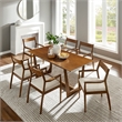 Modway Solara 7-PC Dining Set w/Fabric Armchairs in Walnut Heathered Weave Beige