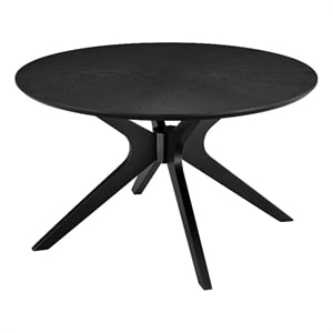Modway Crossroads Round Wood Coffee Table Ash Wood Veneer in Black